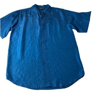 Vintage 100% Silk Shirt Mens Size M Naked Silk short sleeve button up